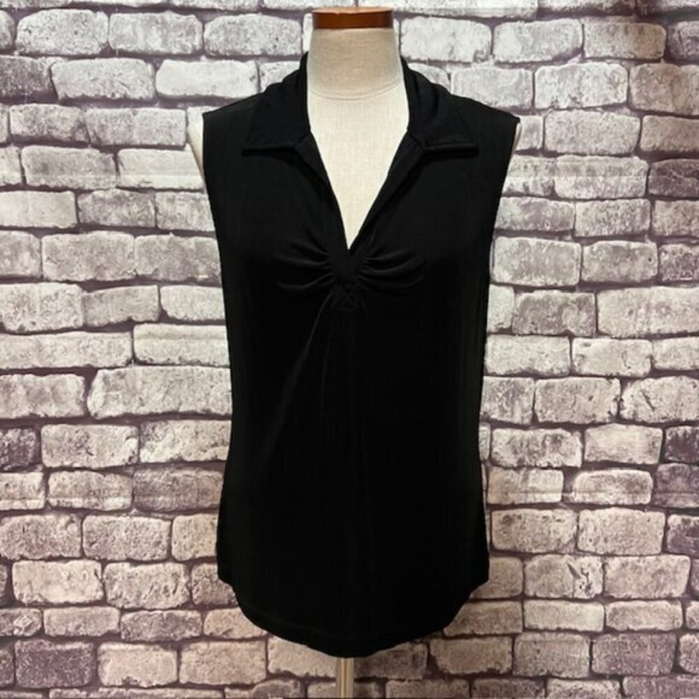 Chico's Travelers Black Sleeveless V-Neck Blouse Size XL